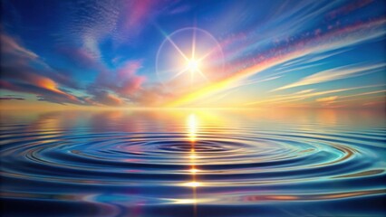 Aufkleber - Serene Sunset Reflection  Peaceful Water Ripples Mirror Vibrant Sky Colors