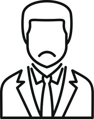 Poster - line drawing of a sad businessman feeling down and depressed about crisis showing disappointment