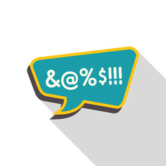 Poster - turquoise speech bubble with currency and special symbols, useful for social media and online commun