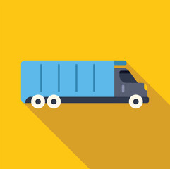Poster - light blue delivery truck transporting goods across country, logistics and shipping industry concept