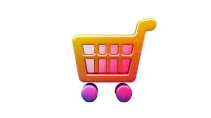 Wall Mural - Shopping cart icon representing online retail and e-commerce on transparent background