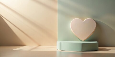 Poster - Pastel Heart Shape on a Minimalist Display Platform