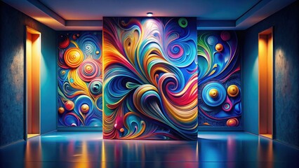 Wall Mural - Abstract Swirling Colorful Wall Art in Modern Interior Design