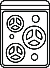 Poster - black outline icon of analog tape recorder preserving audio on magnetic tape