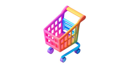 Wall Mural - Colorful shopping cart icon on transparent background representing online commerce