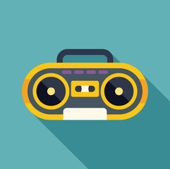 Poster - portable stereo boombox playing a cassette tape, enjoying music on a vintage device, retro audio equ