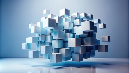 Leinwandbilder - Abstract Cluster of Interconnected Cubes A 3D Rendering of a Complex System