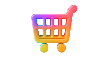 Wall Mural - Colorful shopping cart icon representing online retail and e-commerce on transparent background