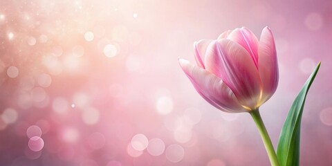Poster - A Delicate Pink Tulip Blooms Against a Soft, Bokeh Background