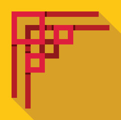 Poster - traditional chinese style pattern with red squares and lines decorating the top right corner on a ye