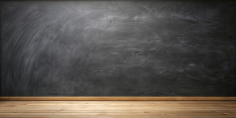 Aufkleber - Empty room with a large dark chalkboard wall and light wooden floor