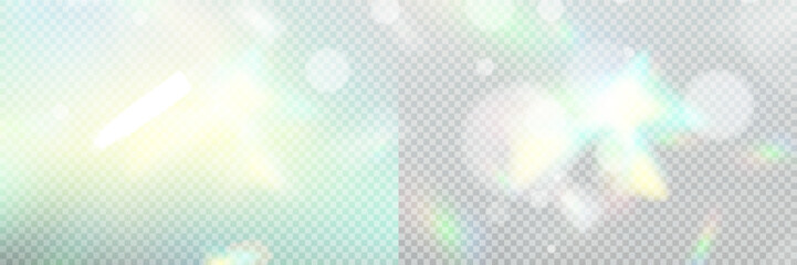 Wall Mural - colourful vector lens, crystal rainbow light and flare transparent effects.overlay for backgrounds.t