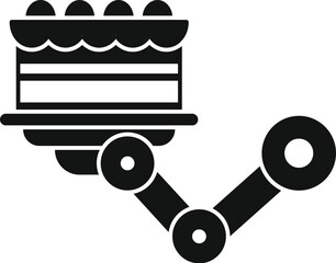 Poster - robotic arm holding cake cart, symbolizing automation in cake production