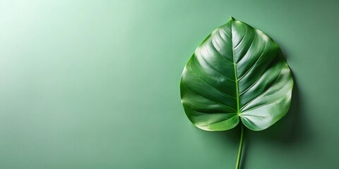Aufkleber - Single vibrant green leaf on a matching background