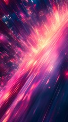 Poster - City lights streak across a vibrant, dynamic nightscape.  A futuristic, high-speed journey.