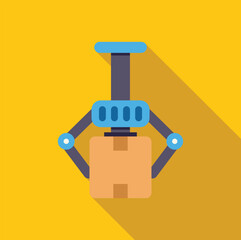 Poster - Robotic arm lifting cardboard box, enhancing efficiency and automation in warehouse operations