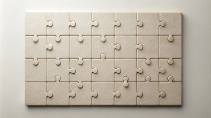 Poster - A Beige Jigsaw Puzzle with Several Pieces Missing, Representing Challenges and Solutions in Teamwork and Problem-Solving