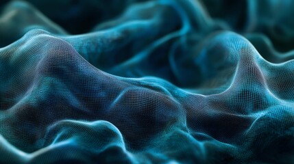 Poster - Waves of Digital Texture Flow in an Abstract Composition Highlighting Depth and Movement