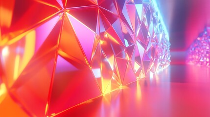 Poster - Vivid Geometric Patterns Create an Engaging Atmosphere in a Modern Space Filled With Colorful Light Reflections