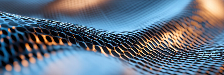 Wall Mural - Abstract Image of a Wavy Metallic Grid Surface