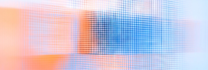 Poster - Overlapping Grid Patterns in Blue and Peach Hues