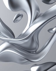 Aufkleber - Silver with smooth curves and floating shapes abstract background