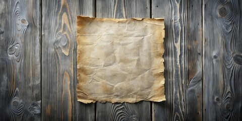 Aufkleber - Aged Paper on Rustic Wooden Surface A Blank Template for Vintage Designs