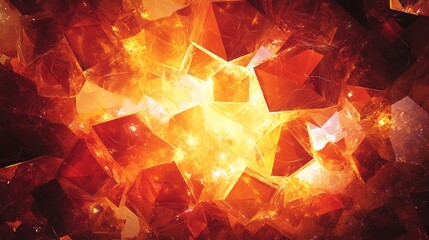 Poster - Vibrant Abstract Pattern Depicting Fiery Orange and Red Shapes With Glowing Light Effects in Dynamic Arrangement