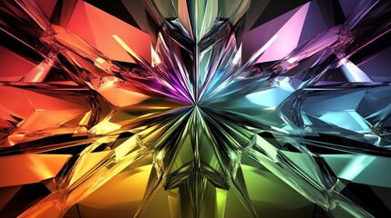 Poster - Vibrant Abstract Crystal Design Showcasing Colorful Facets and Intricate Patterns