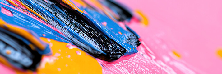 Poster - Abstract Paint Texture: Pink, Blue, Black, and Orange