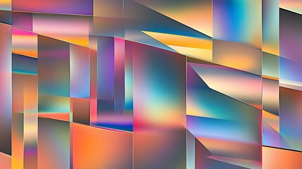 Poster - Colorful Abstract Geometric Design Displaying Vibrant Hues With Shimmering Reflections and Layered Shapes