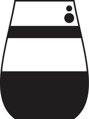 Poster - simple black and white vector icon of a glass jar with a button and a strip, filled with black liqui
