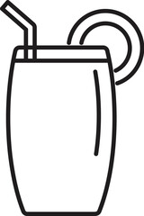 Poster - simple line art icon of a refreshing cocktail featuring a straw and citrus slice, ideal for summer m
