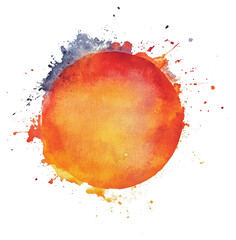 Wall Mural - PNG An isolated orange watercolor splash in circle shape illustration art expression.