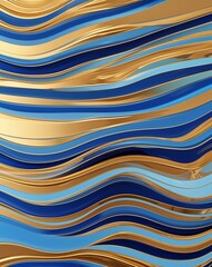 Aufkleber - Gold and sky blue evenly spaced thin stripes with bright reflections abstract background