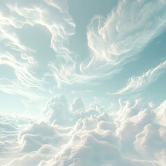 Wall Mural - 3D Rendering of High Altitude Cirrus Clouds in a Blue Sky