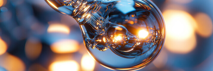 Poster - Spherical Glass Object with Internal Illumination and Bokeh Background
