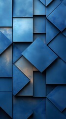 Poster - Abstract geometric shapes in varying shades of blue create a visually striking, textured pattern.