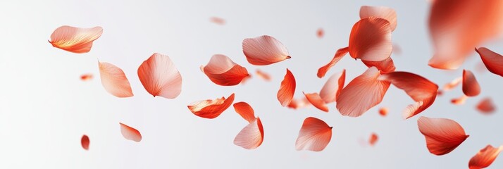 Wall Mural - 3D Flower Petals Gently Floating Through Air in Soft Topaz Hue
