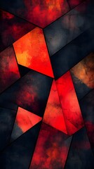 Poster - Abstract red and black geometric shapes create a textured, artistic composition.