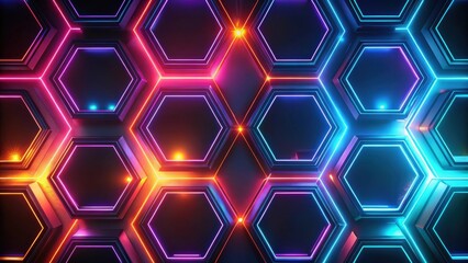 Aufkleber - Abstract Hexagonal Neon Light Pattern with Vibrant Colors