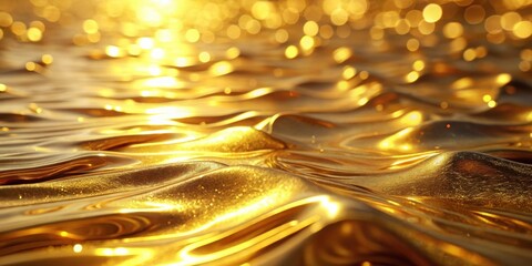 Aufkleber - Abstract Golden Waves Luxurious Textured Background with Shimmering Surface and Soft Glow