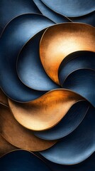 Poster - Abstract swirls of deep blue and gold create a luxurious, textured pattern.