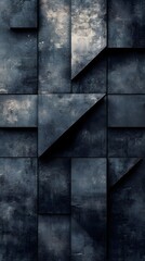 Poster - Abstract dark geometric shapes create a textured, dimensional wall.