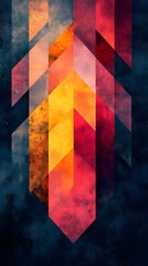 Poster - Abstract geometric art with warm and cool tones.  Bold shapes and textured background.