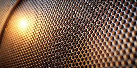 Poster - Abstract Metallic Honeycomb Grid Pattern with Warm Lighting