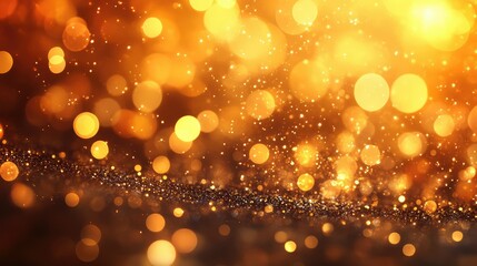 Poster - Ethereal Glowing Background with Golden Bokeh and Shimmering Particles Perfect for Celebratory Events, Seasonal Celebrations, or Artistic Projects