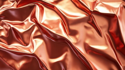 Aufkleber - Shimmering Metallic Fabric Draped Elegantly, Capturing Light and Texture in Warm Copper Tones, Ideal for Fashion, Textiles, and Decorative Design Projects