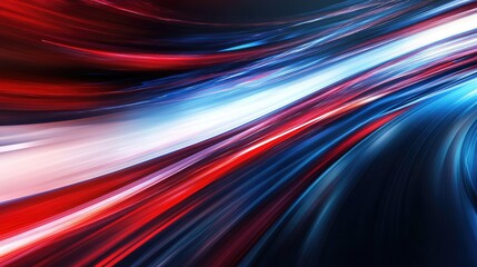 Poster - Vibrant Abstract Motion with Red and Blue Light Trails Creating a Dynamic Flow in Dark Space for High-Energy Background Design or Digital Artwork Enhancement