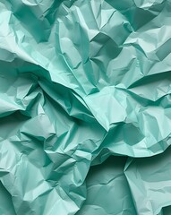 Poster - Light teal crumpled paper with subtle creases and a refreshing clean texture abstract background